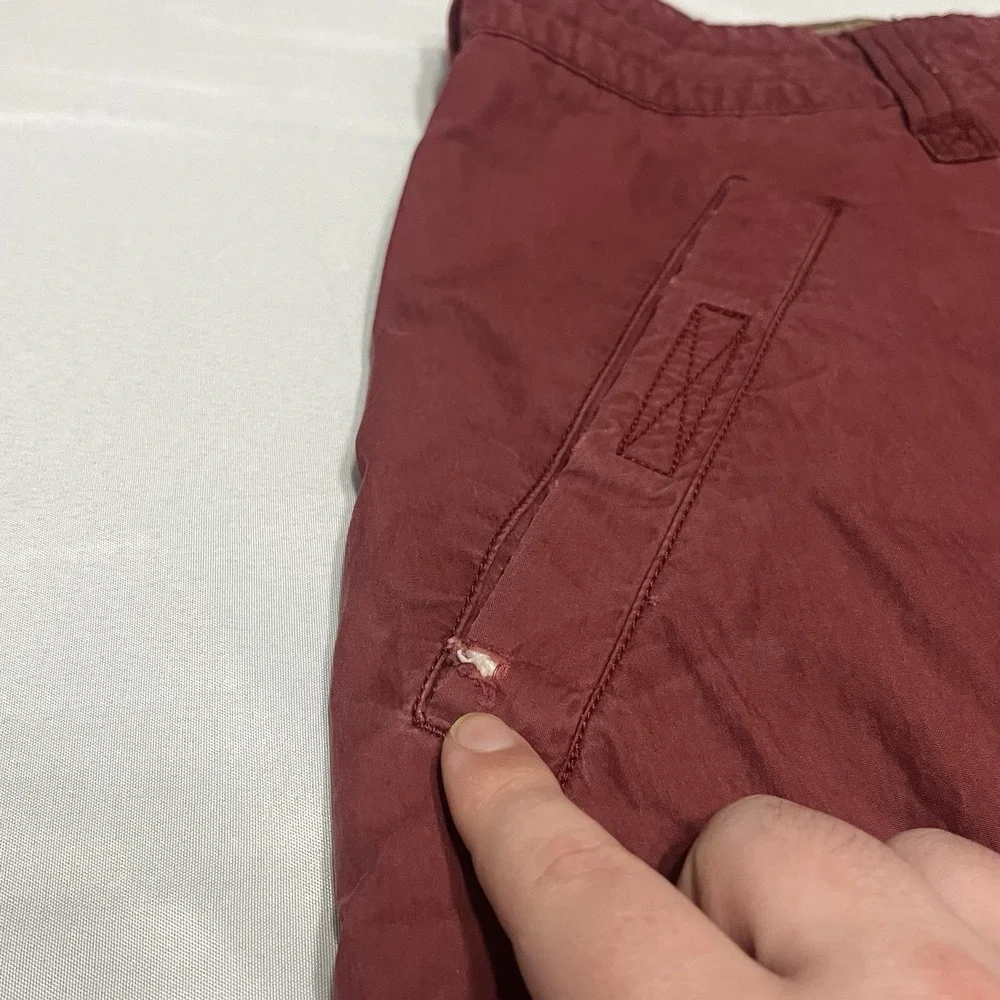 Y2K American Eagle Paratrooper Shorts Mens 34 Maroon Baggy Cargo Utility